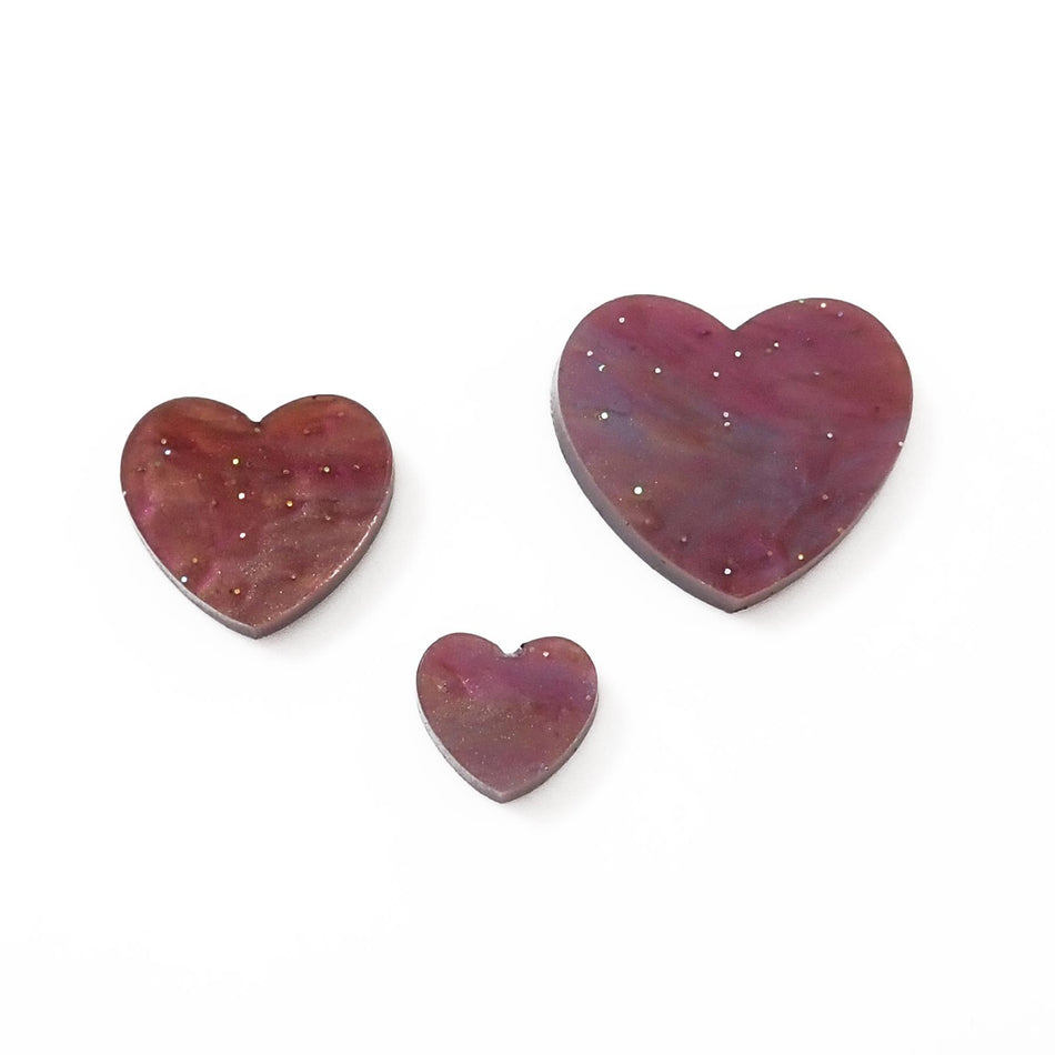 Glittering Copper Pearl Acrylic Jewellery Making Shapes - 10-20mm, Set of 24, Hearts