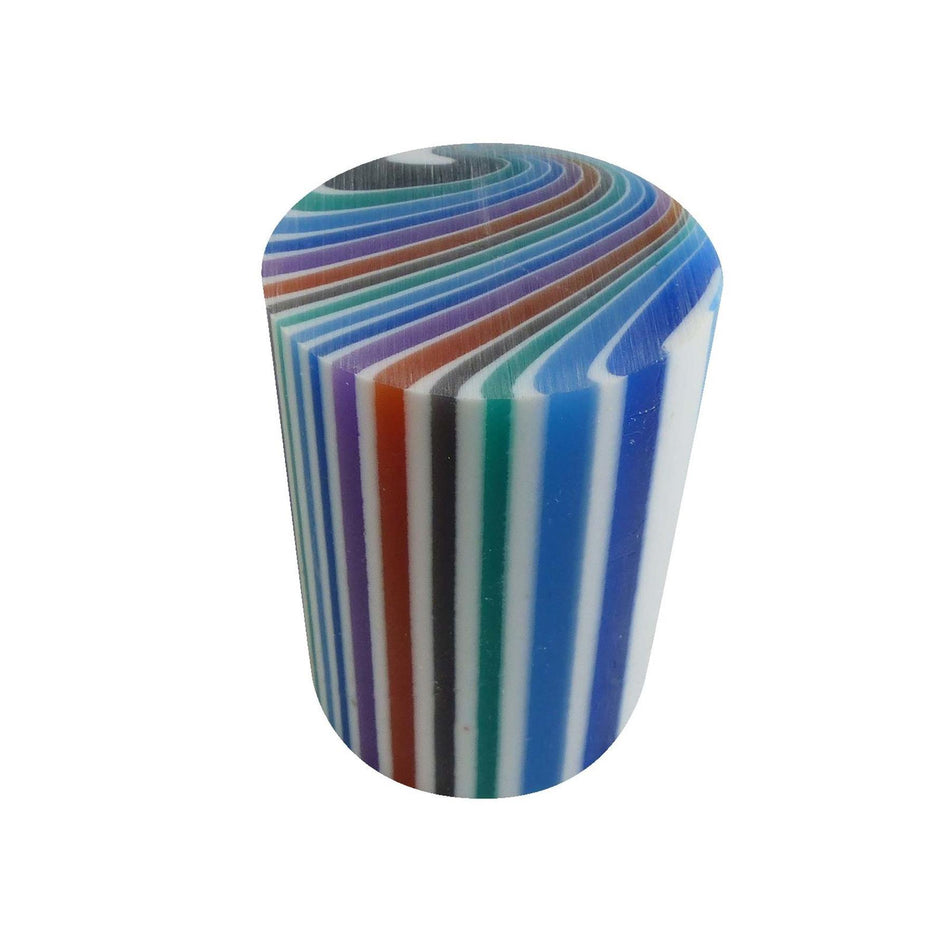 Blue/Green Stripe Millerighe Polyester Turning Blank - 63.5x45x45mm