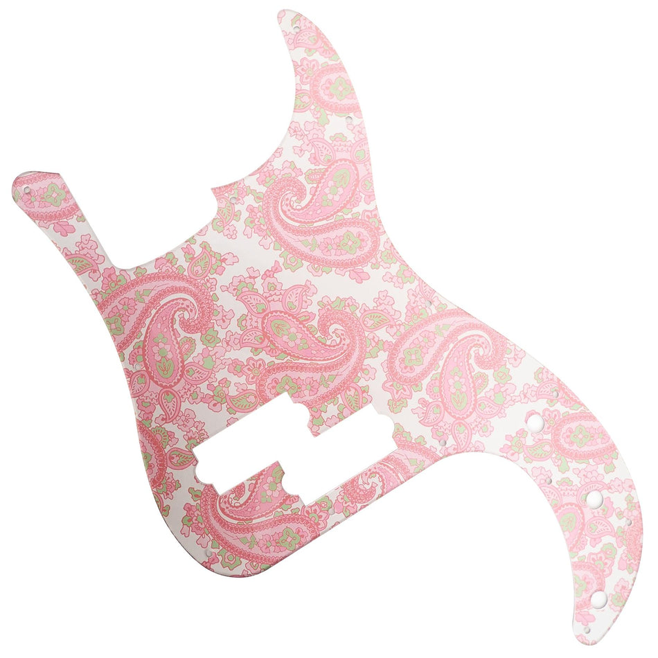 Silver Backed Pink Paisley Acrylic Precision Bass Guitar Pickguard