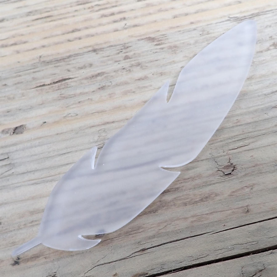 Frosted Cast Acrylic Feather Decorations, 100mm (Style 8) (Pack of 6)