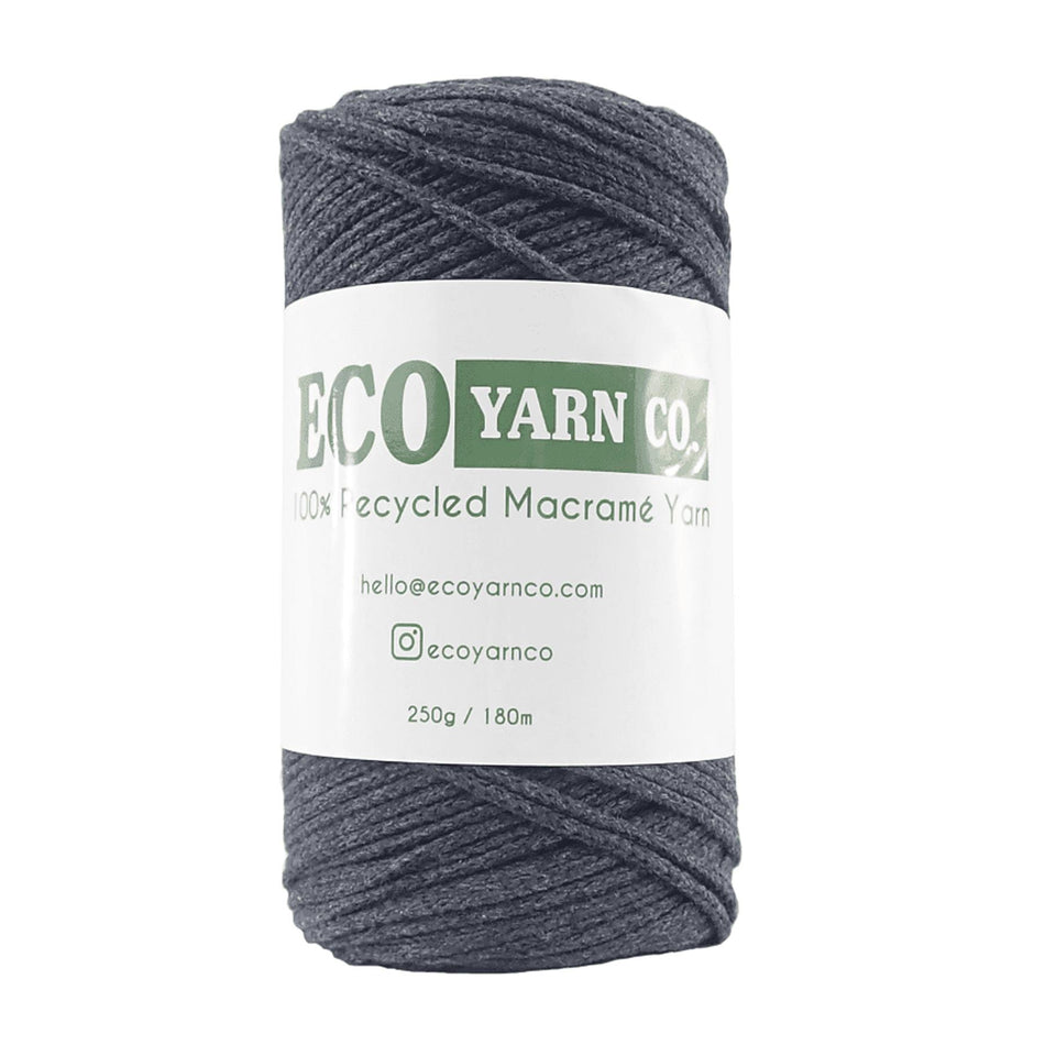 Night Grey Cotton/Polyester Macrame Yarn - 180M, 250g