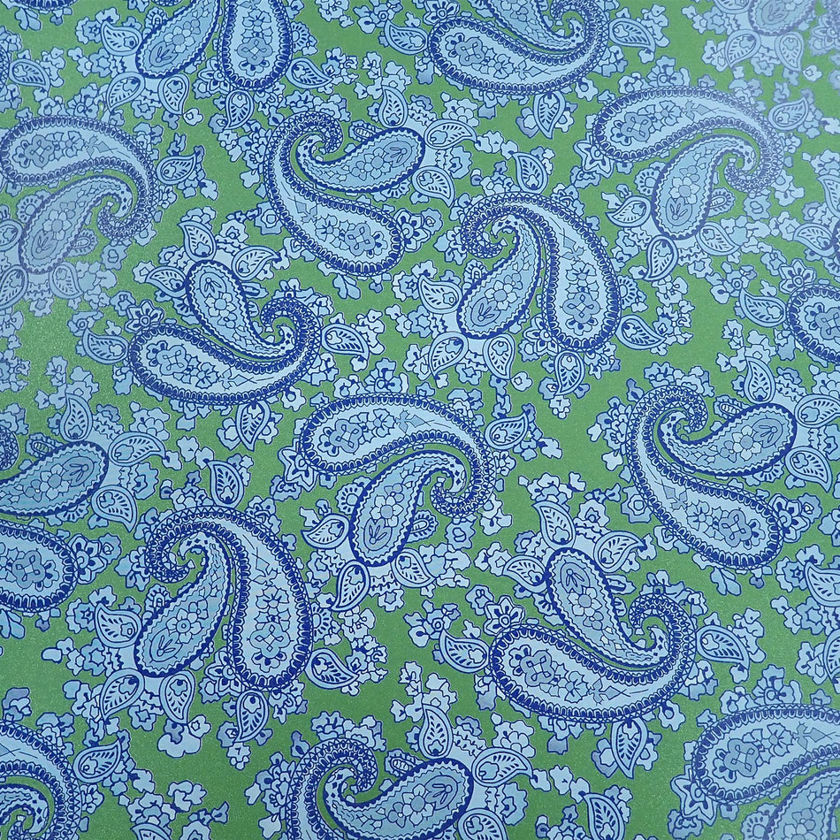 Forest Green Backed Blue Paisley Paper Guitar Body Decal - 420x295mm