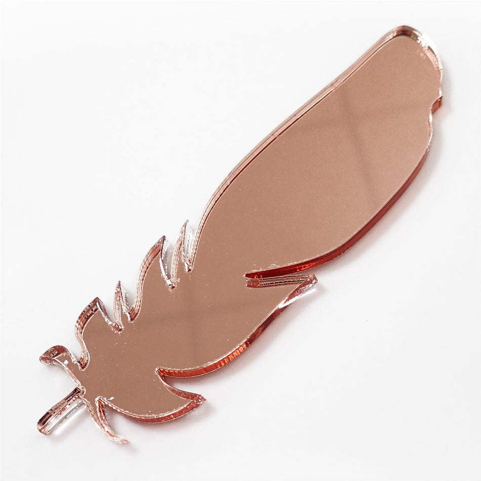 Rose Gold Mirror Cast Acrylic Feather Decorations, 100mm (Style 1) (Pack of 5)