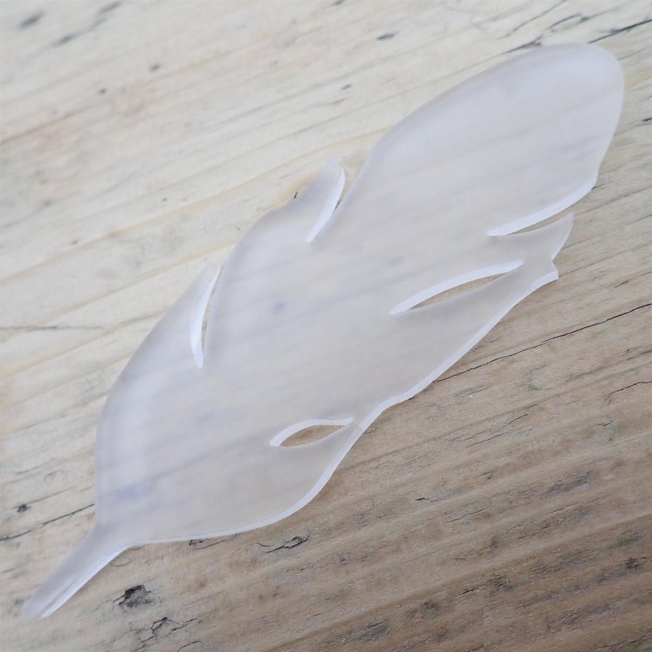 Frosted Cast Acrylic Feather Decorations, 100mm (Style 3) (Pack of 4)