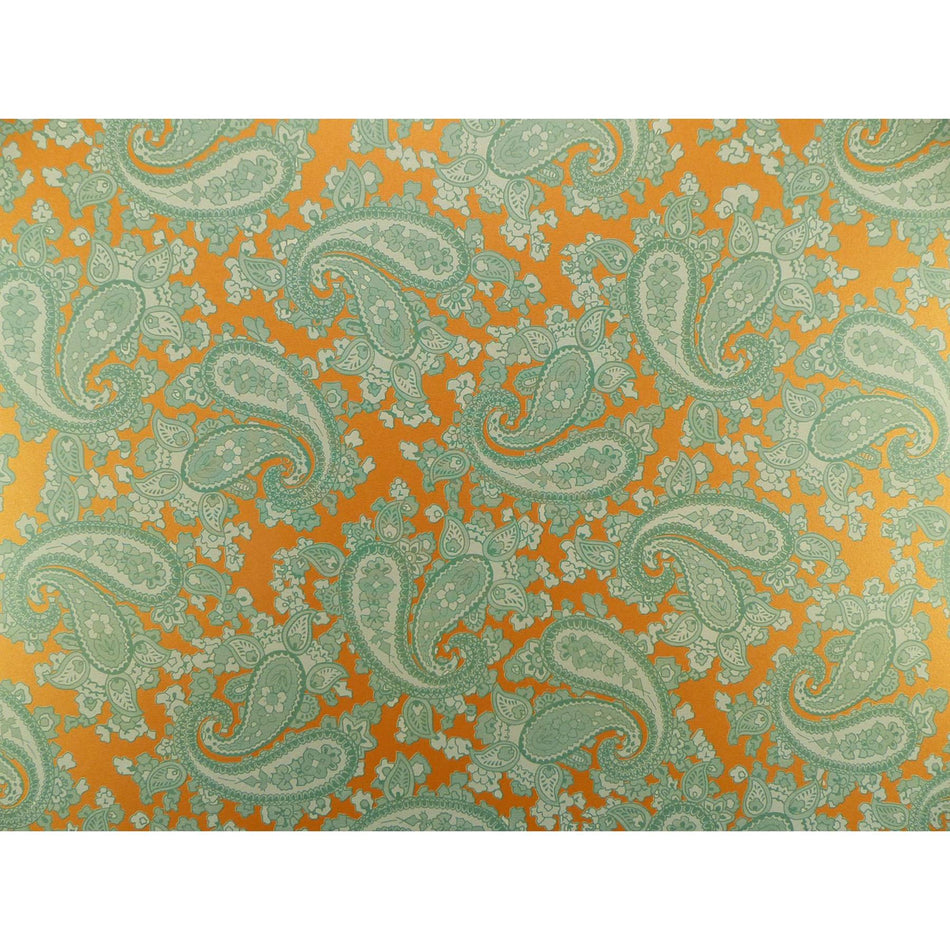 Orange Backed Surf Green Paisley Paper Guitar Body Decal - 420x295mm