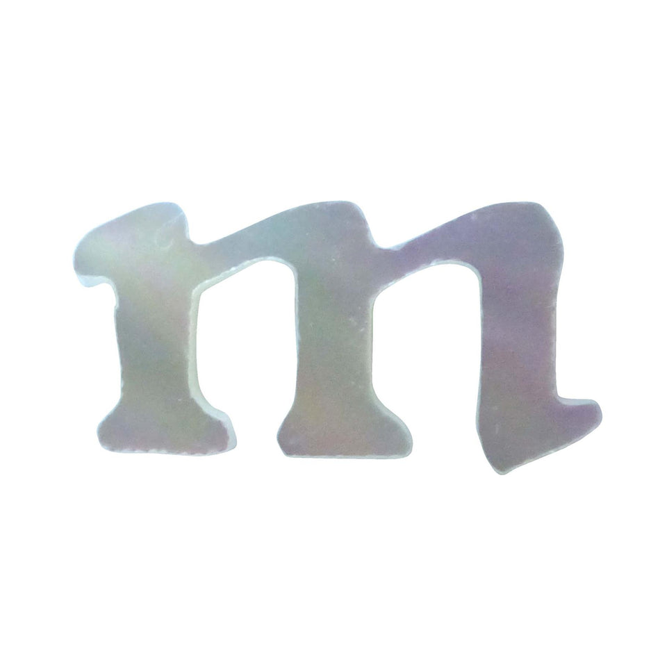 White Mother of Pearl Level 14 Druid Letter Inlay Lower Case M - ~15mm, Lower Case M