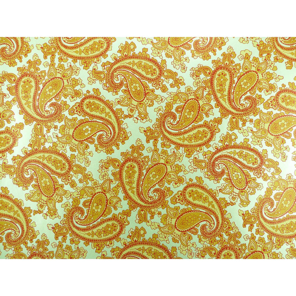 Mint Green Backed Orange Paisley Paper Guitar Body Decal - 420x295mm