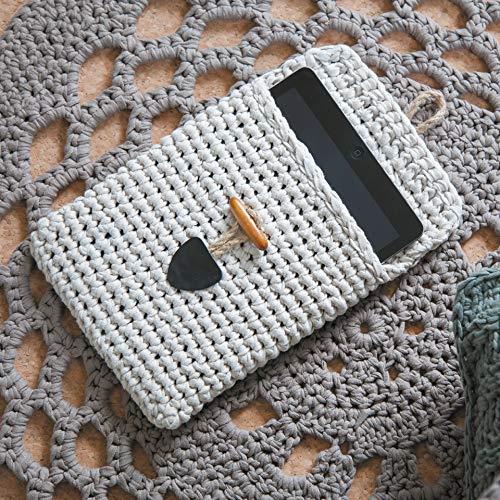 PAK05233 RibbonXL Sandy Ecru Cotton Tablet Sleeve Crochet Kit