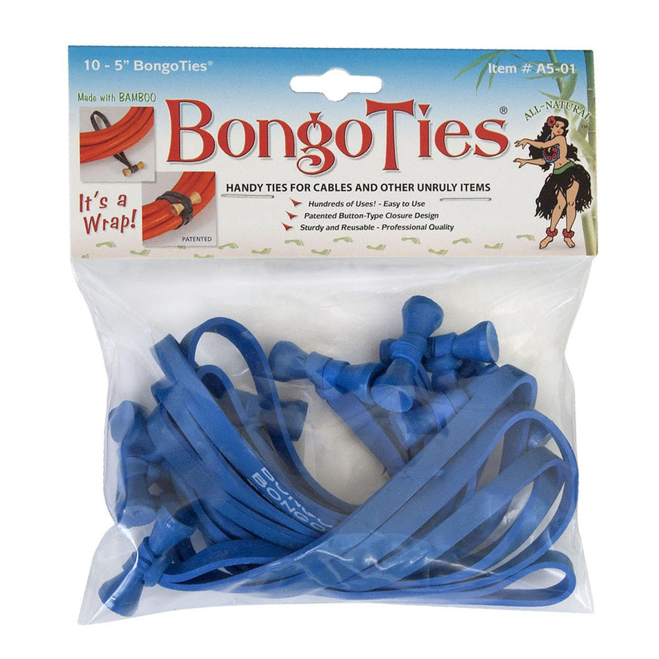 A501B All-Blue Bongo Ties - 5", Pack of 10