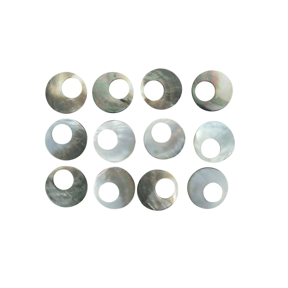 Black Mother of Pearl Natural Curve Shell Blanks - 45mm, 12, Circle with offset Hole