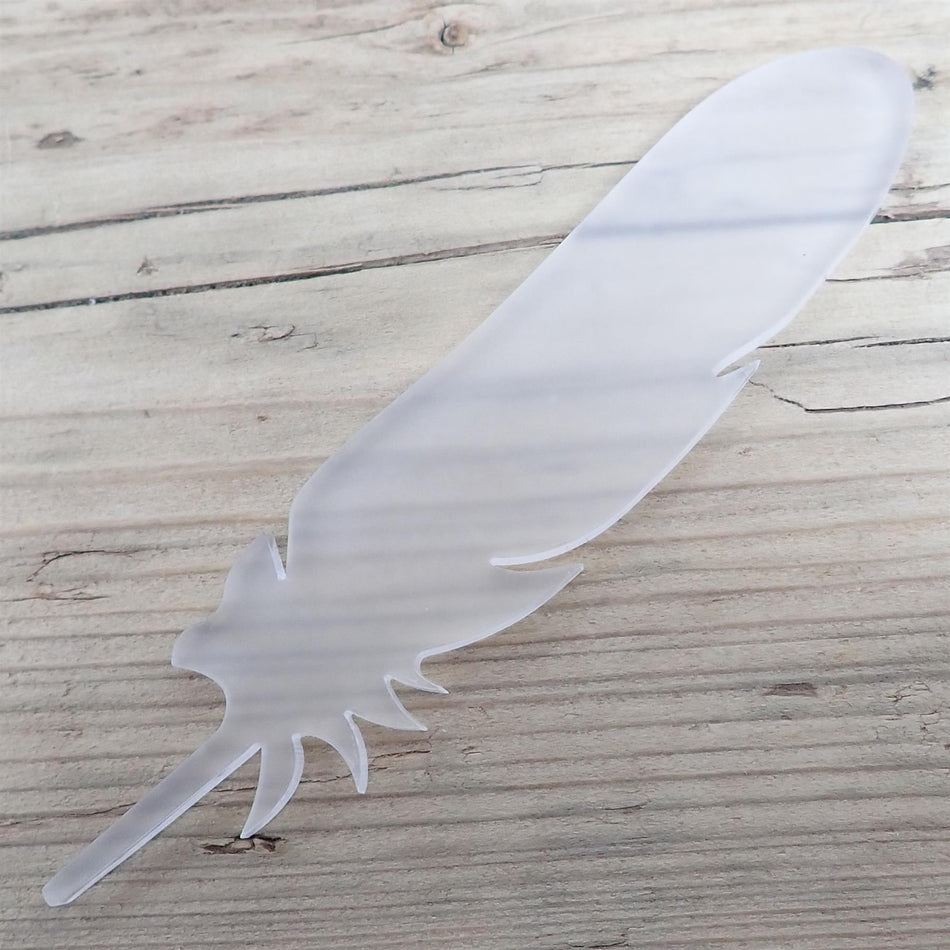 Frosted Cast Acrylic Feather Decorations, 100mm (Style 6) (Pack of 5)