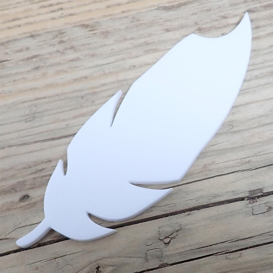 White Cast Acrylic Feather Decorations, 100mm (Style 9) (Pack of 4)