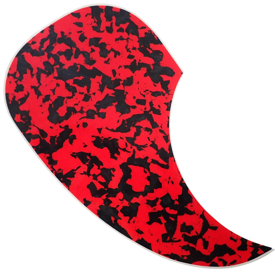 Red and Black Calico PVC Ultra Thin Pickguard - Teardrop, Teardrop, Adhesive Backing