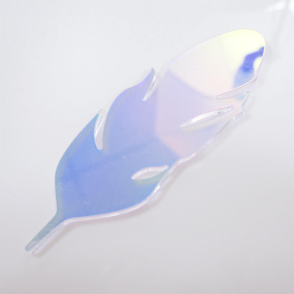 Clear Rainbow Celluloid Laminate Acrylic Feather Decorations, 100mm (Style 3) (Pack of 4)