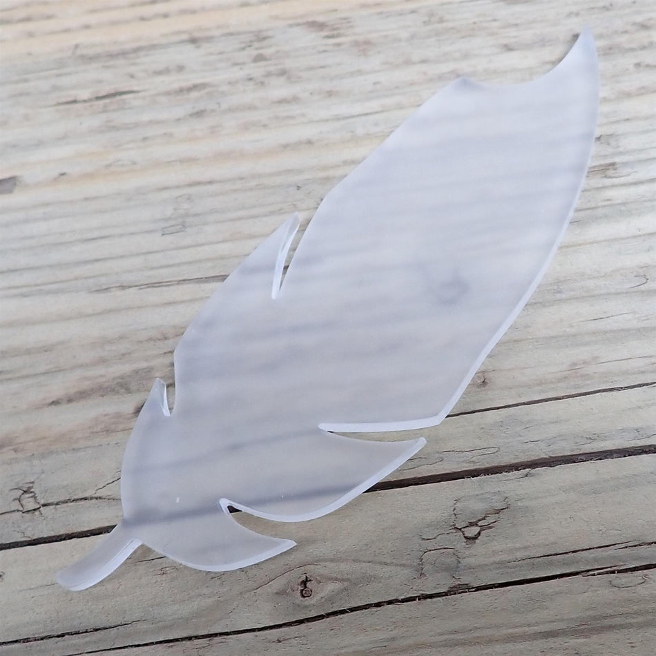 Frosted Cast Acrylic Feather Decorations, 100mm (Style 9) (Pack of 4)