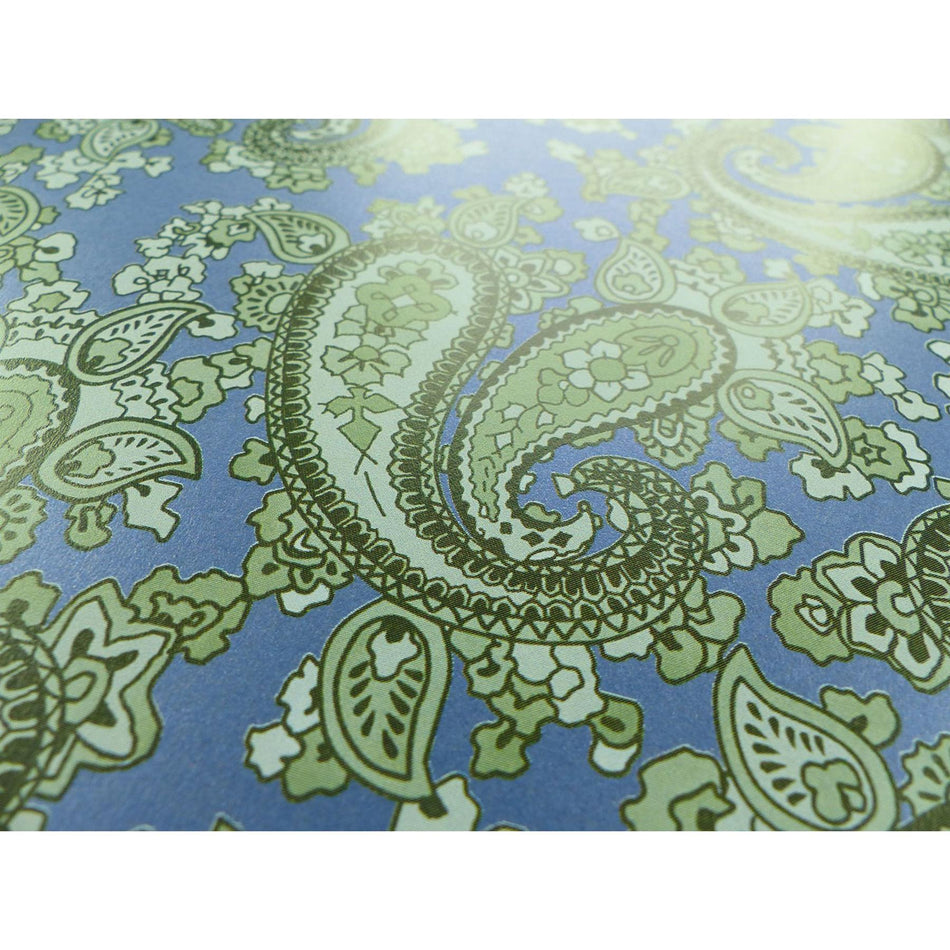 Midnight Blue Backed Racing Green Paisley Paper Guitar Body Decal - 420x295mm