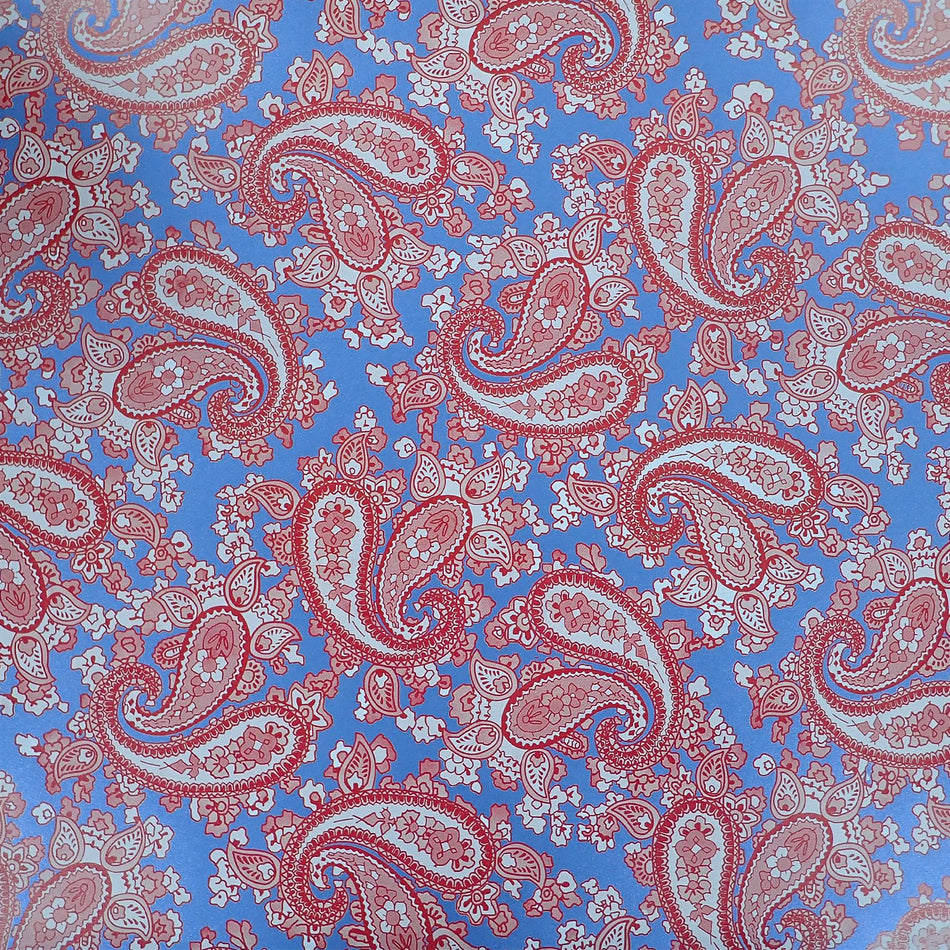 Blue Backed Red Paisley Paper Guitar Body Decal - 420x295mm