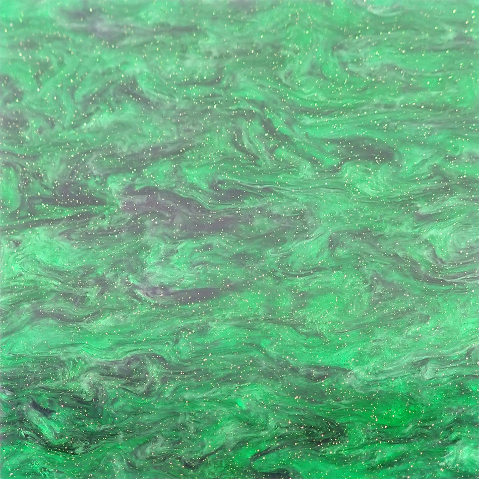 Green/Purple Glittering Smoky Cast Acrylic Sheet (3mm thick)