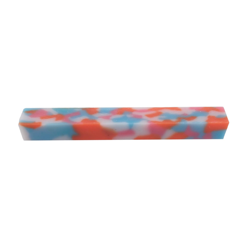 Blue and Pink Large Calico Cellulose Acetate Pen Blank - 150x20x20mm, 6x3/4x3/4"