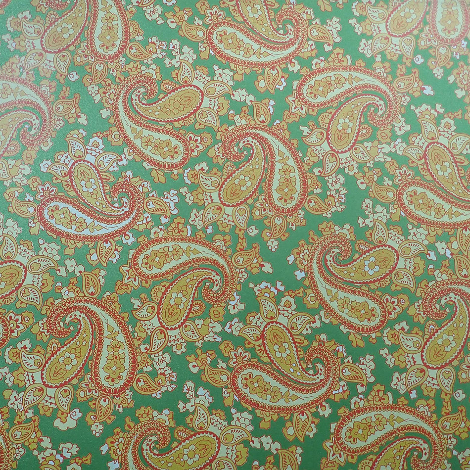 Forest Green Backed Orange Paisley Paper Guitar Body Decal - 420x295mm