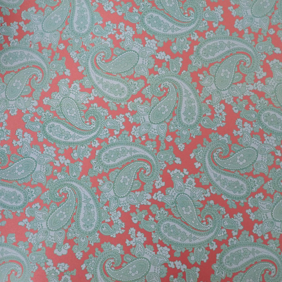 Red Backed Surf Green Paisley Paper Guitar Body Decal - 420x295mm