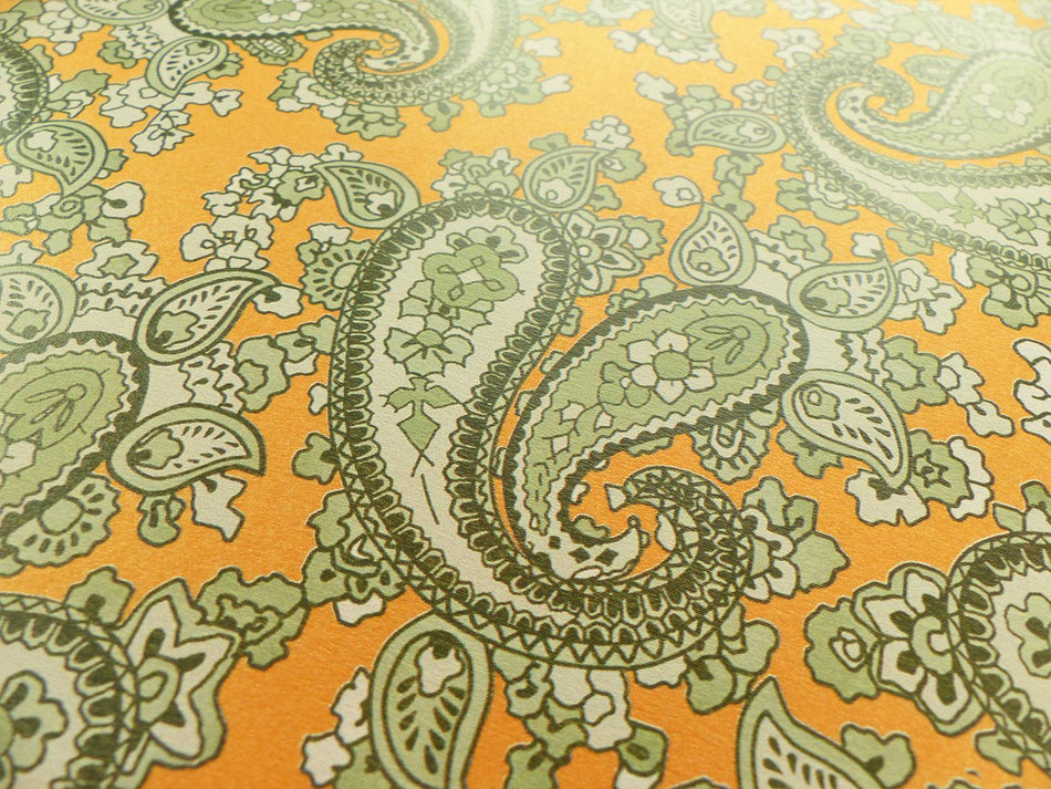Orange Backed Racing Green Paisley Paper Guitar Body Decal - 420x295mm