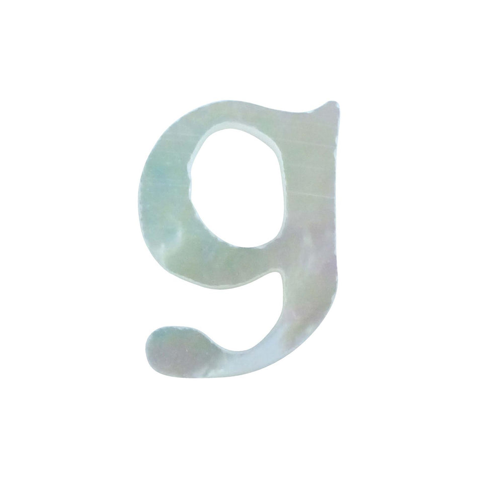White Mother of Pearl Level 14 Druid Letter Inlay Lower Case G - ~15mm, Lower Case G