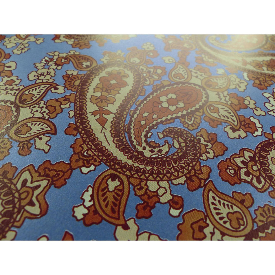 Midnight Blue Backed Brown Paisley Paper Guitar Body Decal - 420x295mm