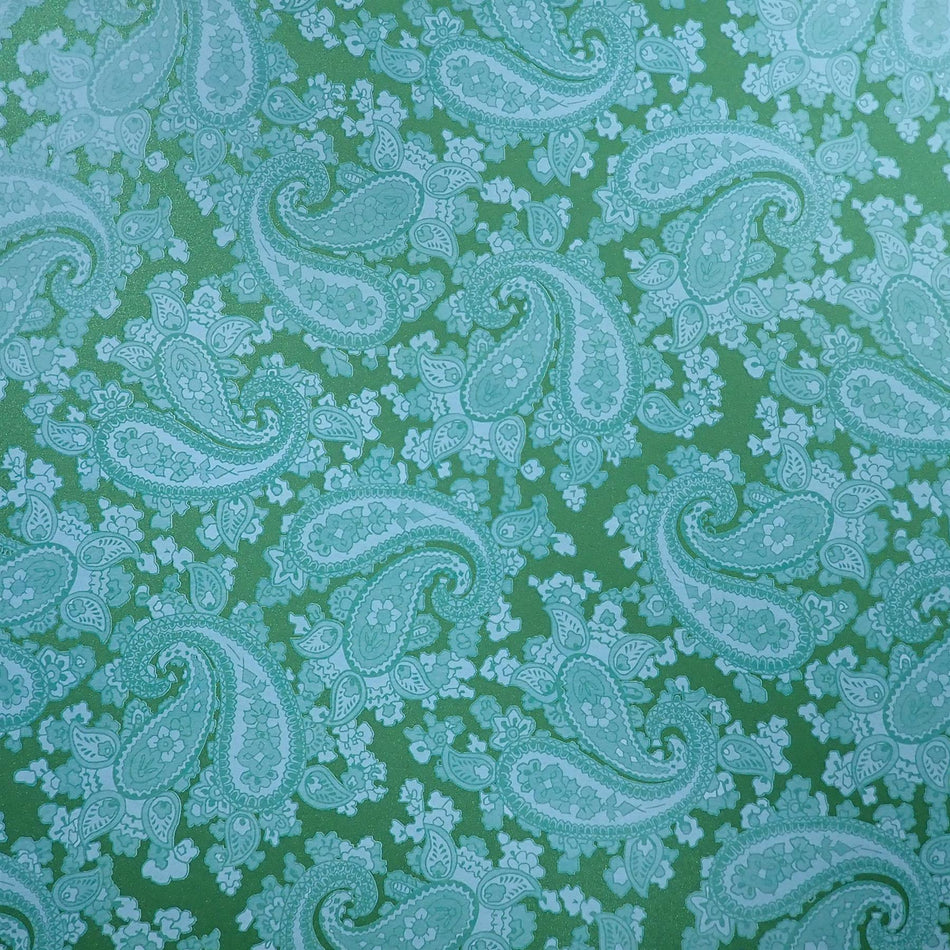 Forest Green Backed Surf Green Paisley Paper Guitar Body Decal - 420x295mm