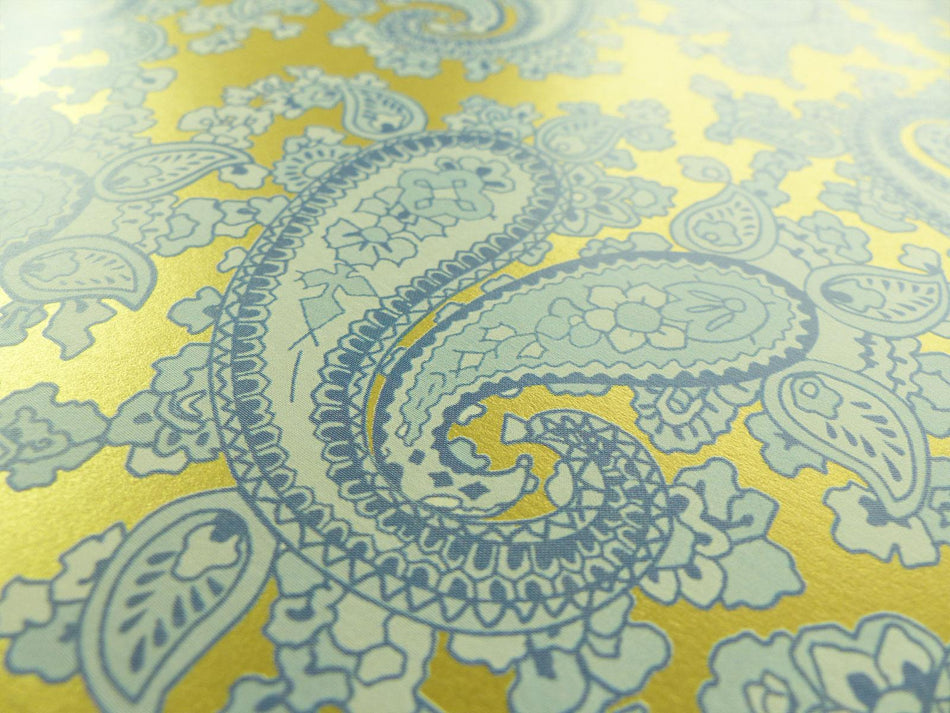 Rich Gold Backed Powder Blue Paisley Paper Guitar Body Decal - 420x295mm