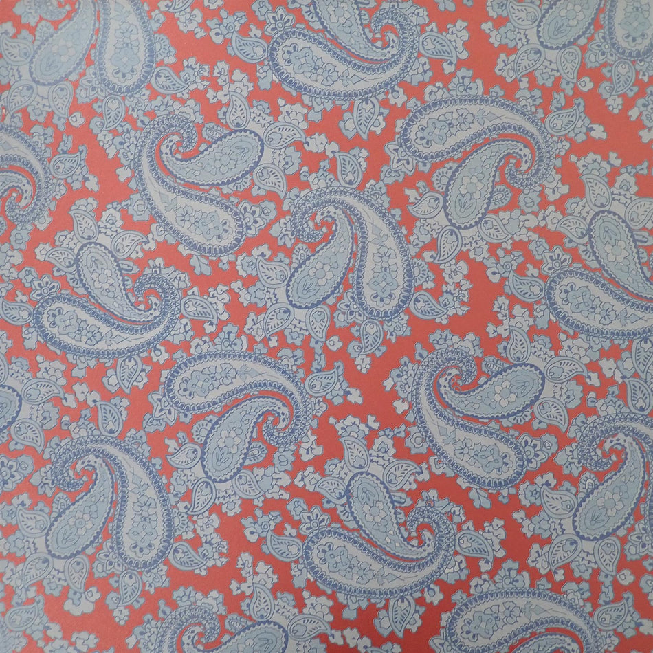 Red Backed Powder Blue Paisley Paper Guitar Body Decal - 420x295mm