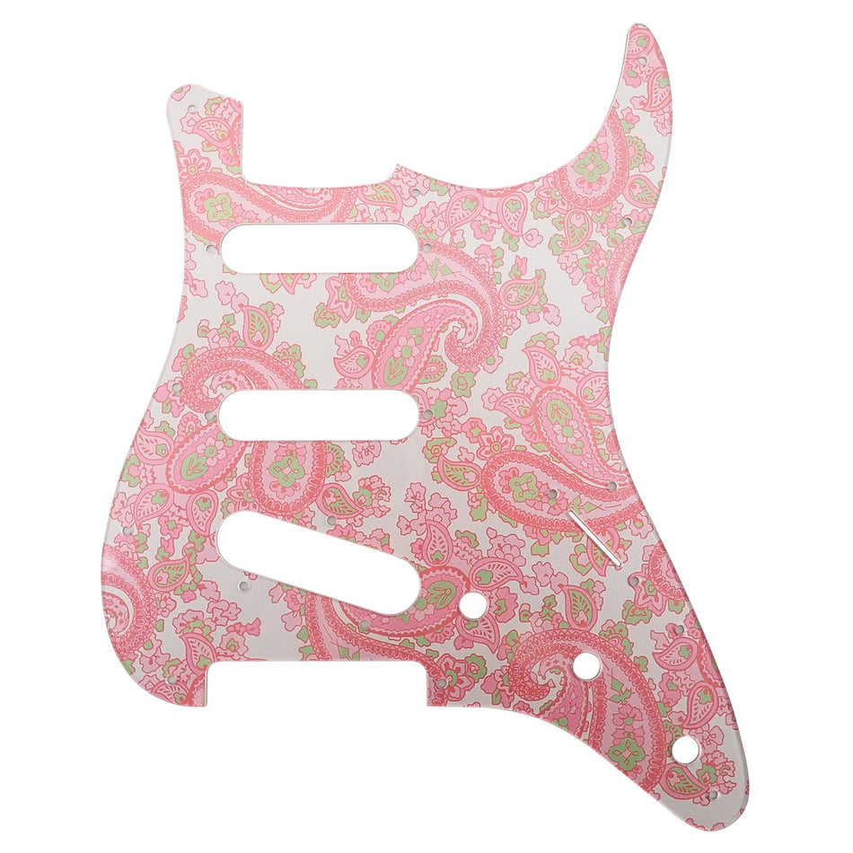 Silver Backed Pink Paisley Acrylic Stratocaster 11 Hole Guitar Pickguard