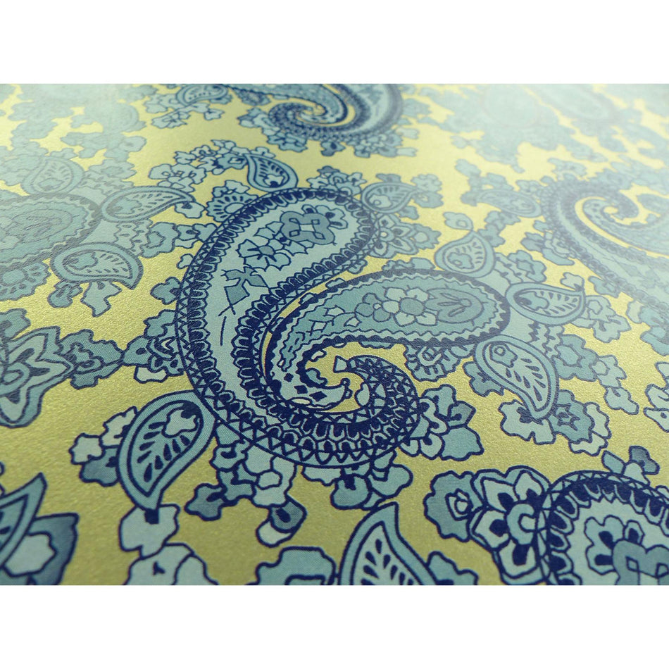 Champagne Gold Backed Blue Paisley Paper Guitar Body Decal - 420x295mm