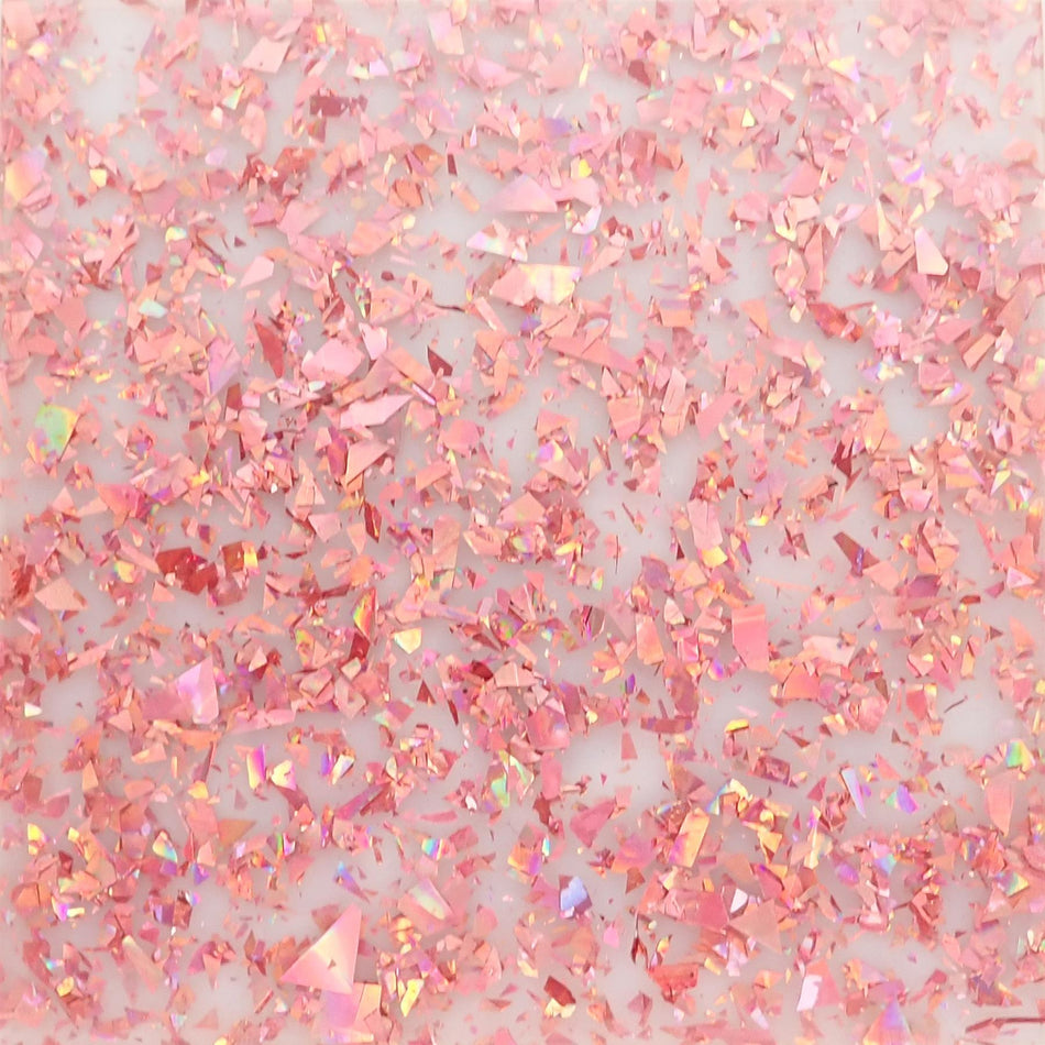 Rose Gold Transparent Chunky Glitter Cast Acrylic Sheet (3mm thick)