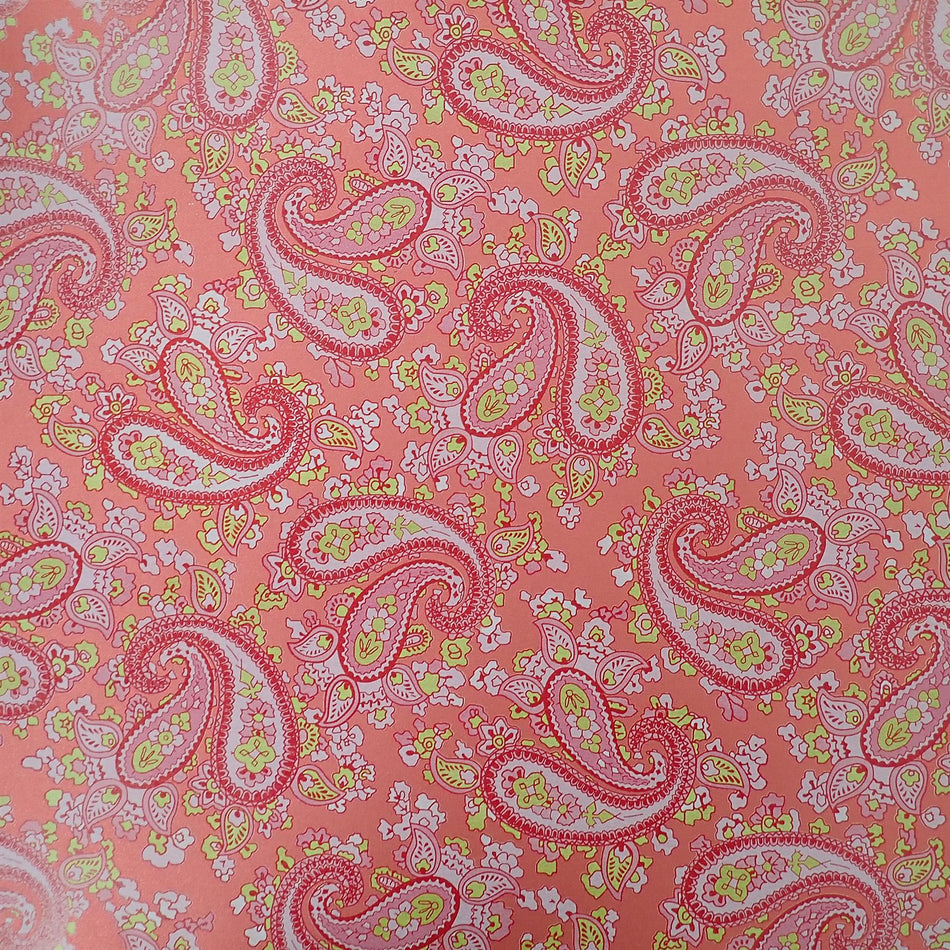 Red Backed Pink Paisley Paper Guitar Body Decal - 420x295mm