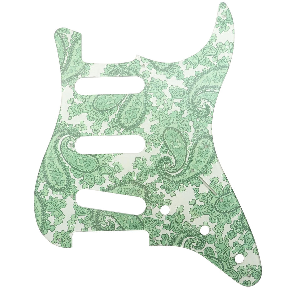 Mint Green Backed Racing Green Paisley Acrylic Stratocaster 8 Hole Guitar Pickguard
