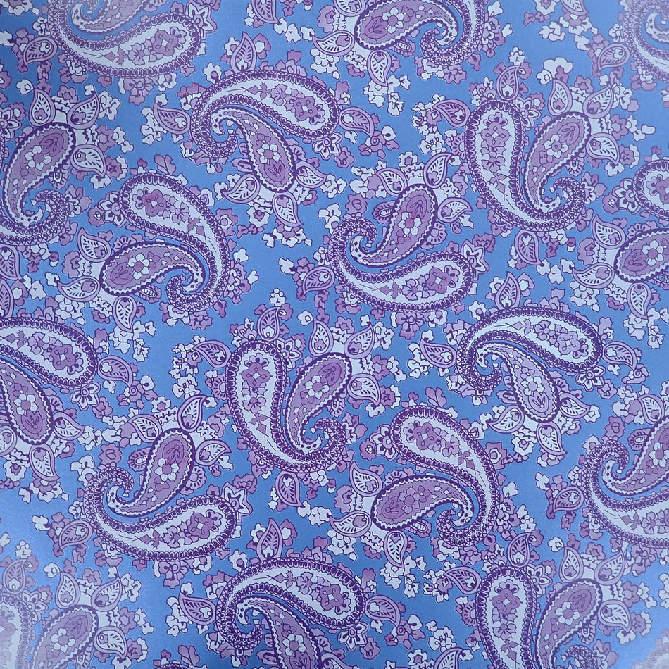 Blue Backed Purple Paisley Paper Guitar Body Decal - 420x295mm