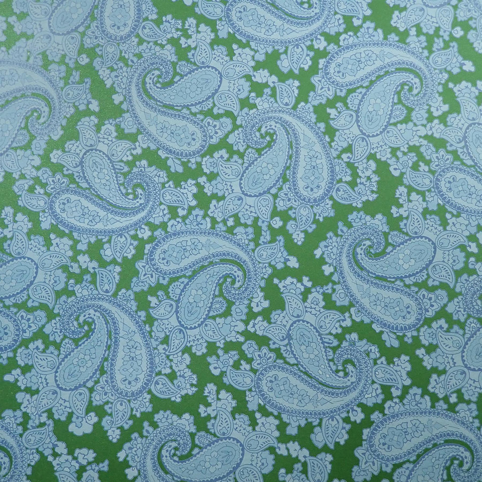 Forest Green Backed Powder Blue Paisley Paper Guitar Body Decal - 420x295mm