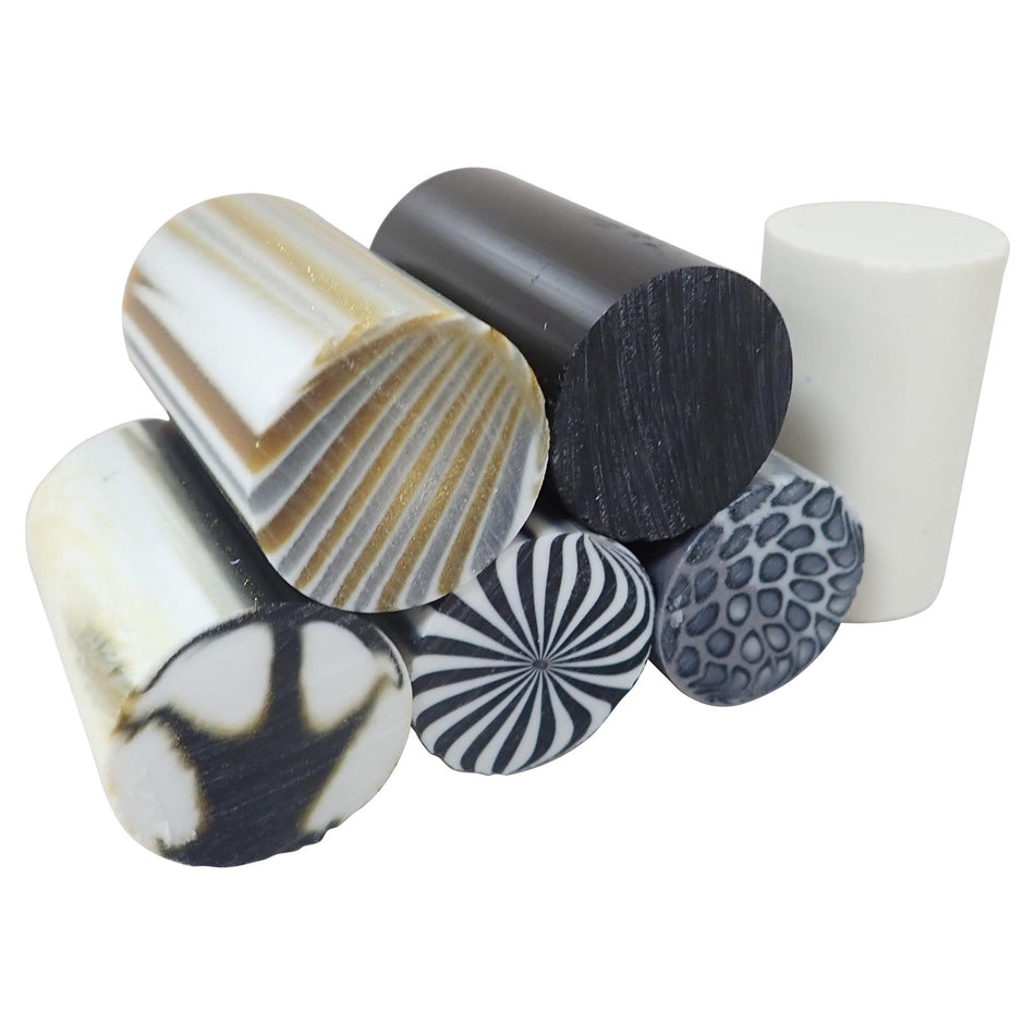 Black / White Mixed Polyester Turning Blanks - 63.5x39x39mm, Set of 6
