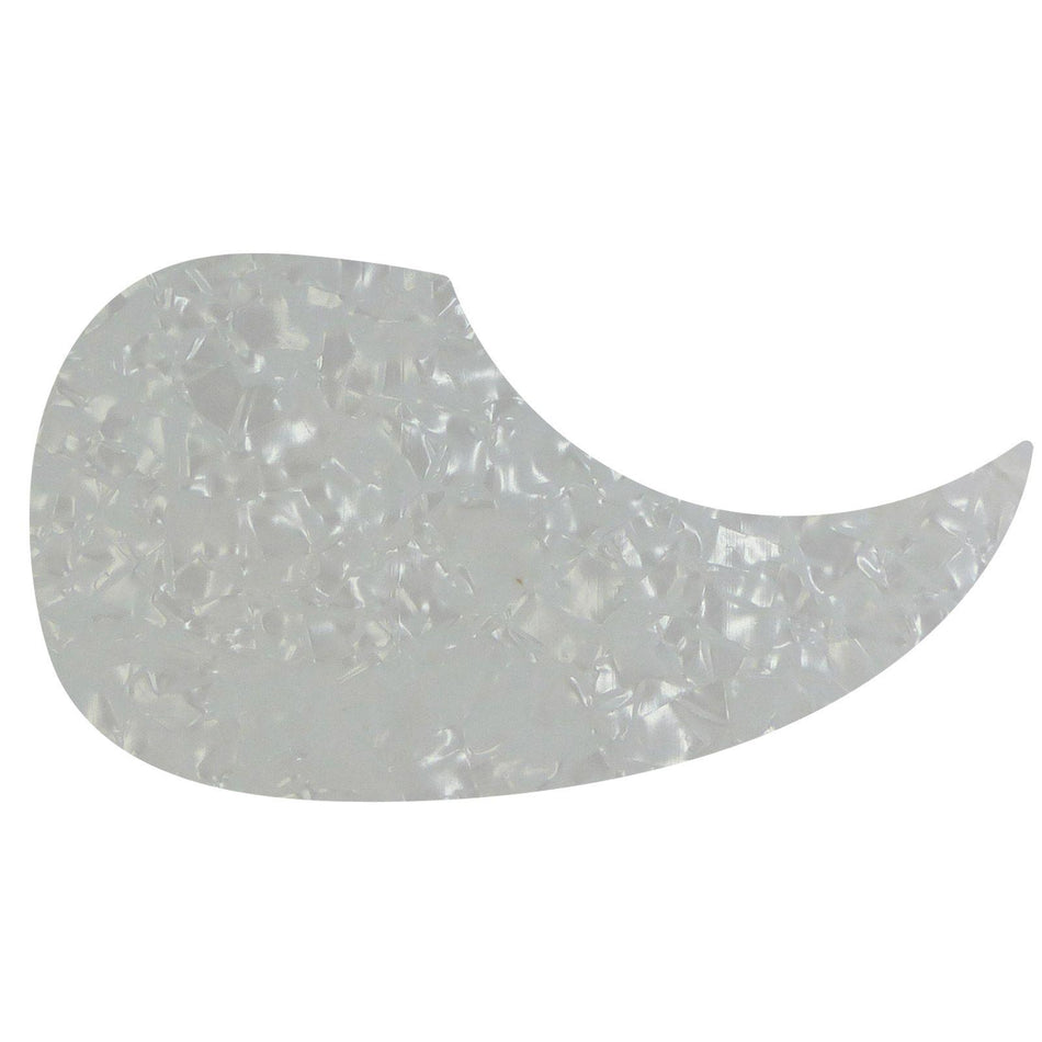 White Pearloid PVC Ultra Thin Pickguard - Teardrop, Teardrop, Adhesive Backing