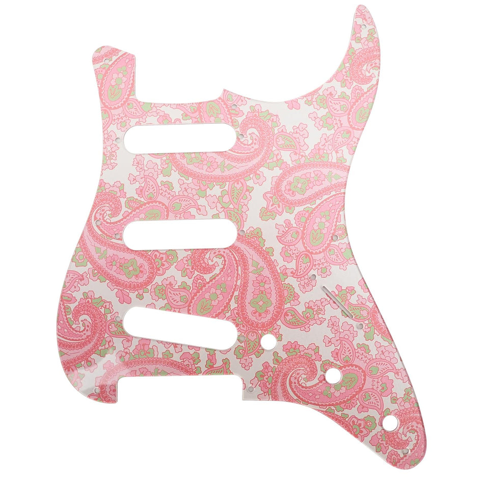 Silver Backed Pink Paisley Acrylic Stratocaster 8 Hole Guitar Pickguard