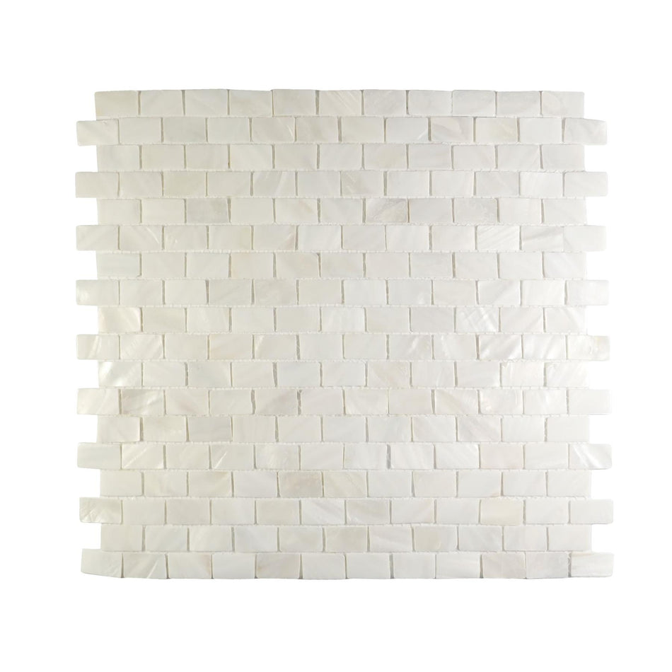 White Metro Mosaic Mother of Pearl Tile - 285x300x2mm, Mesh Backing