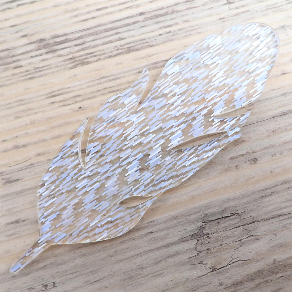 Confetti White Acrylic Feather Decorations, 100mm (Style 3) (Pack of 4)