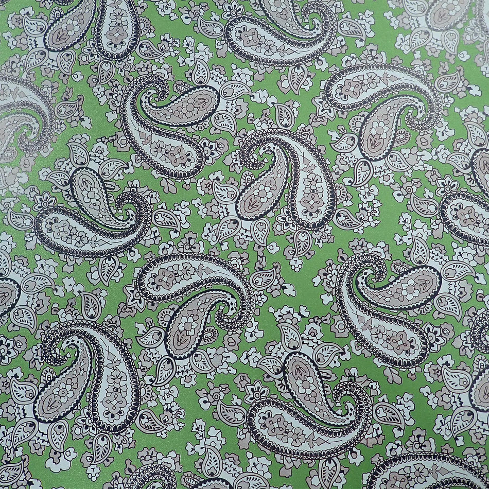 Forest Green Backed Black and White Paisley Paper Guitar Body Decal - 420x295mm