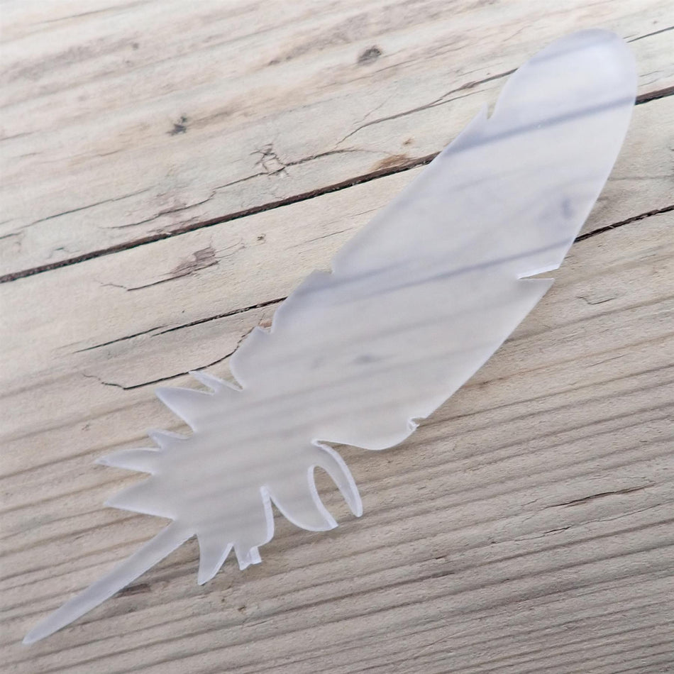 Frosted Cast Acrylic Feather Decorations, 100mm (Style 10) (Pack of 6)