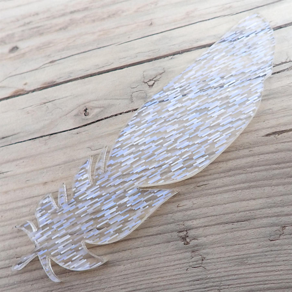 Confetti White Acrylic Feather Decorations, 100mm (Style 1) (Pack of 5)