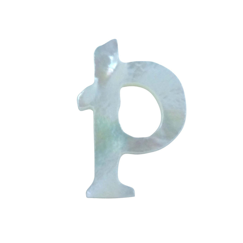 White Mother of Pearl Level 14 Druid Letter Inlay Lower Case P - ~15mm, Lower Case P