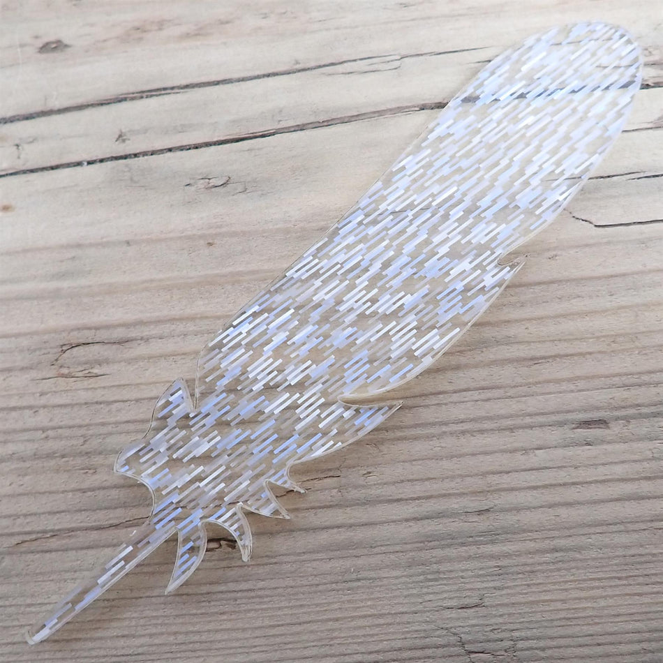 Confetti White Acrylic Feather Decorations, 100mm (Style 6) (Pack of 5)