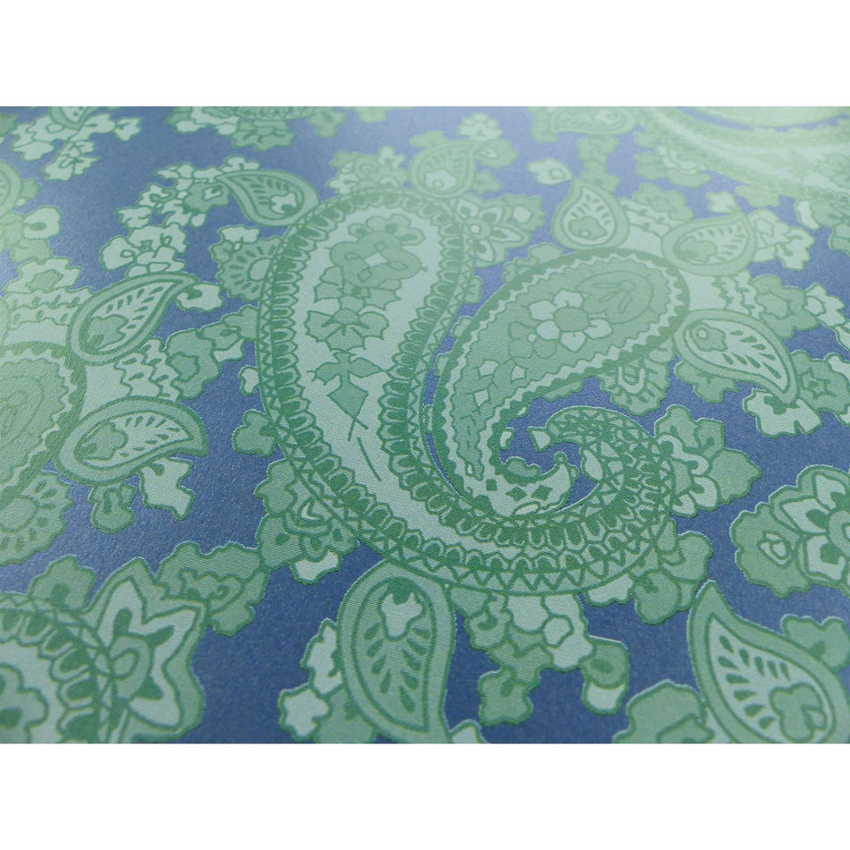 Midnight Blue Backed Surf Green Paisley Paper Guitar Body Decal - 420x295mm