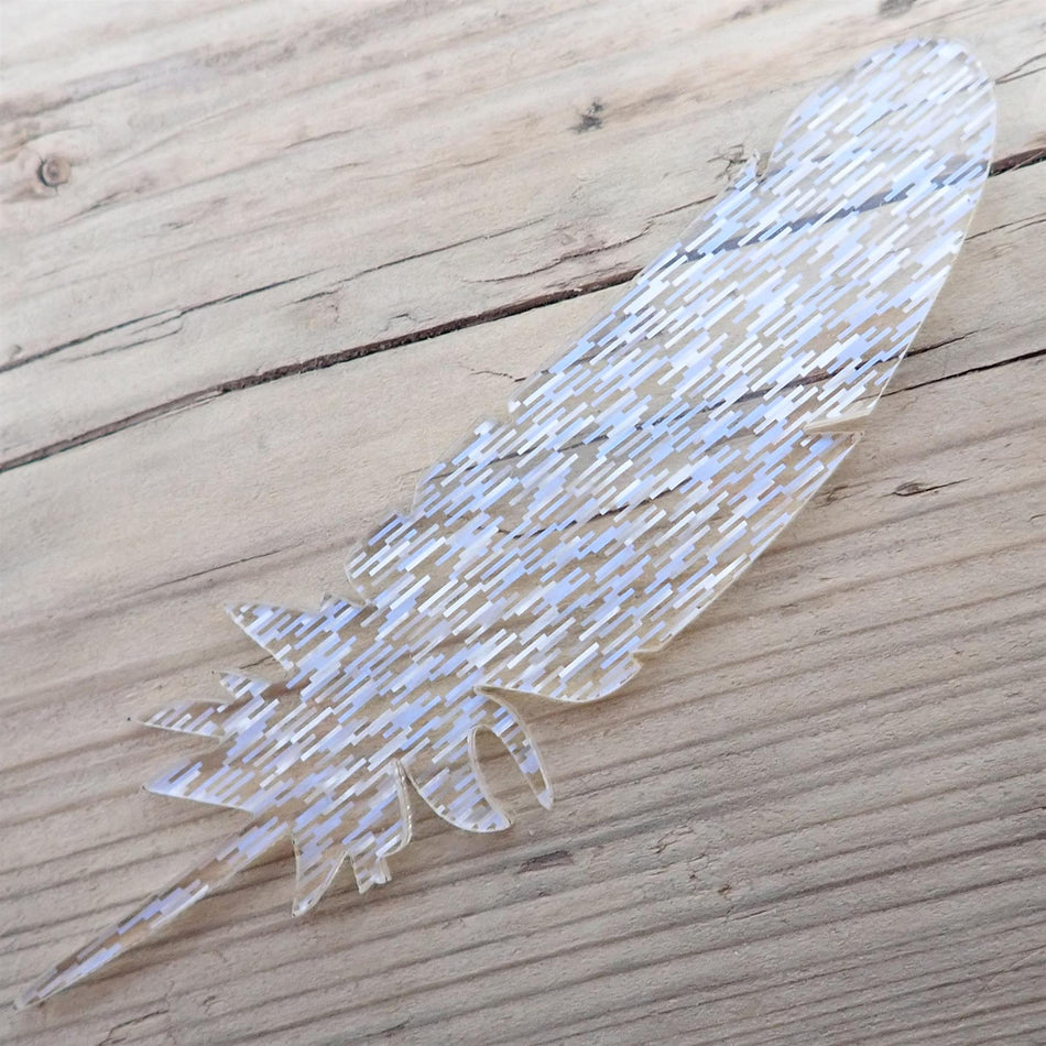 Confetti White Cast Acrylic Feather Decorations, 100mm (Style 10) (Pack of 6)